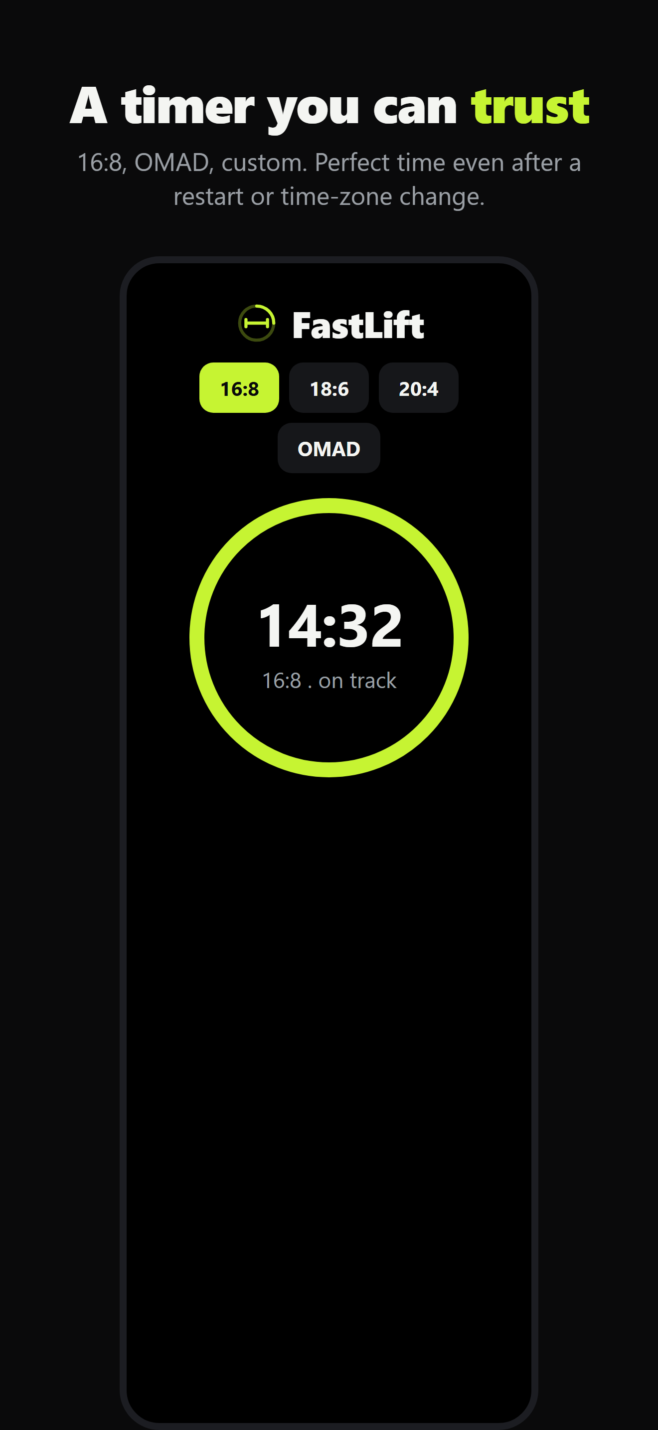 FastLift fasting timer screen